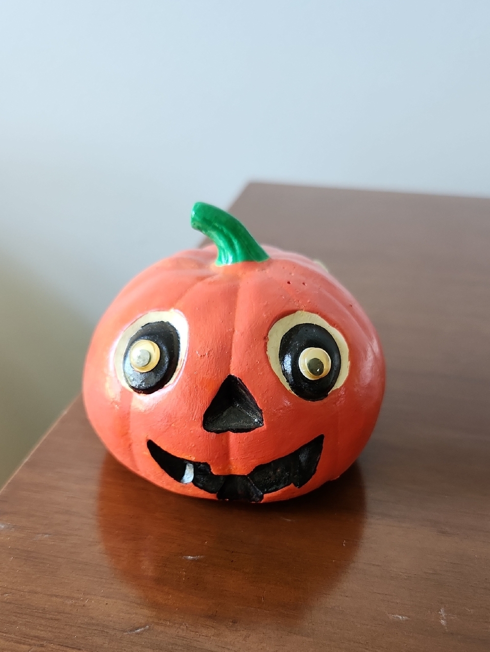 Vintage Halloween Hand-Painted Ceramic Pumpkin Figurine